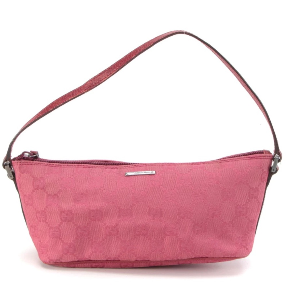Gucci Pink GG Canvas Zip Pochette